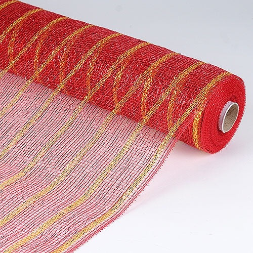 Red Gold - Holiday Floral Mesh Wraps - ( 21 Inch x 10 Yards ) BBCrafts.com