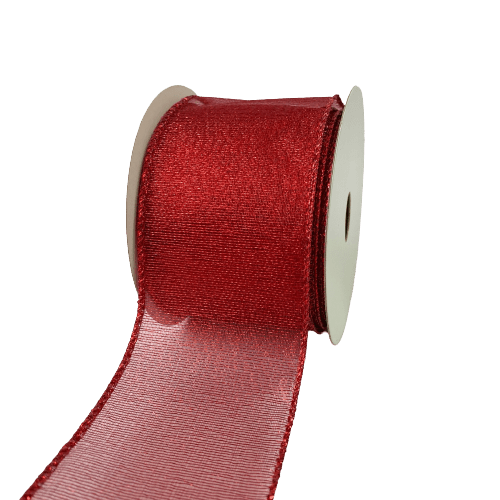 Red Metallic Christmas Ribbon - 2.5 Inch x 10 Yards - JS22 - 105 - 08 BBCrafts.com