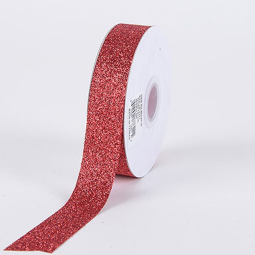 Red - Metallic Glitter Ribbon - ( 5/8 Inch 25 Yards ) BBCrafts.com