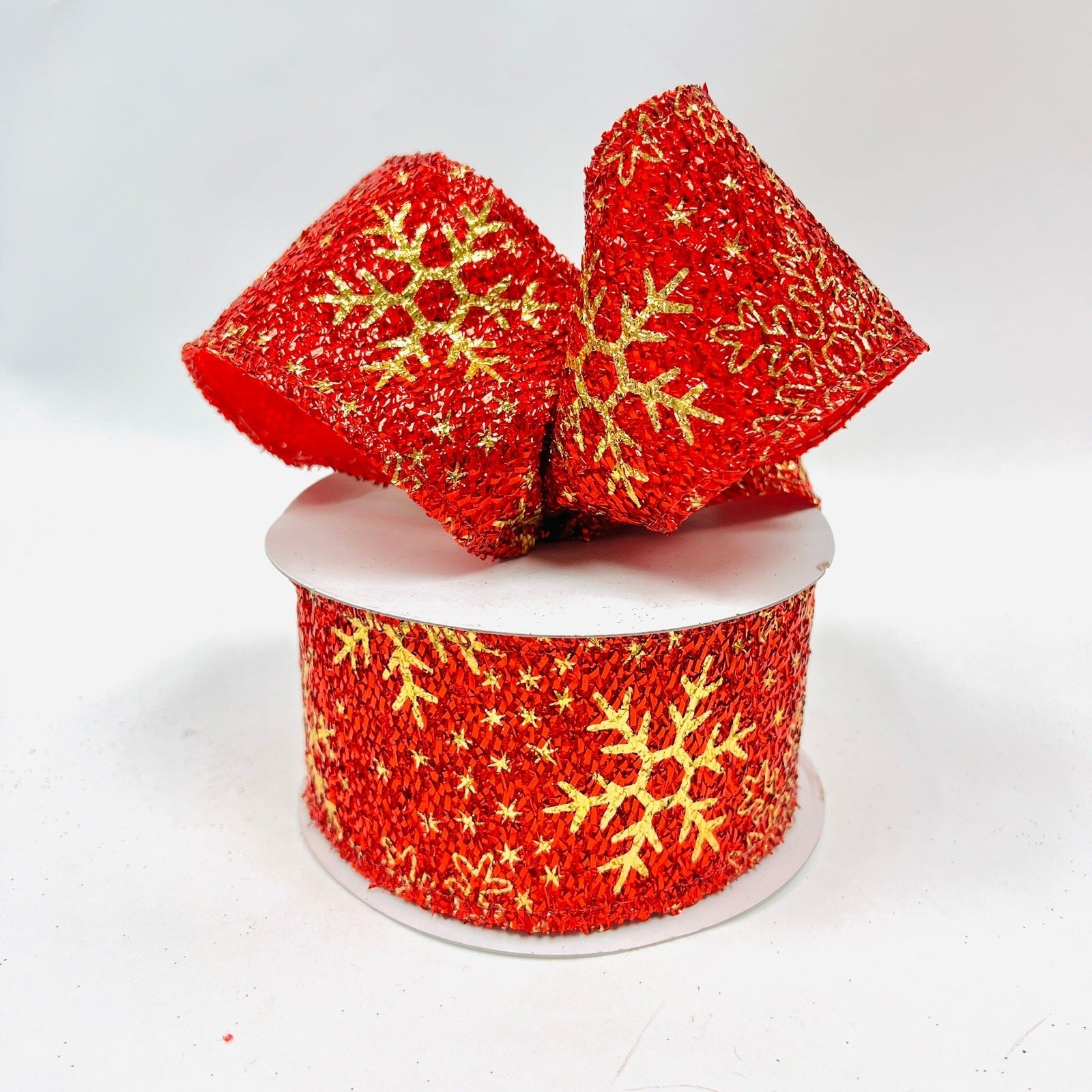 Red Metallic Gold Snowflake Ribbon ( 2-1/2 Inch x 10 Yards ) – BBCrafts.com