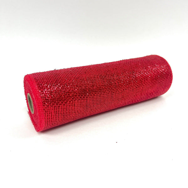 Red Metallic Laser Christmas Mesh - 10 Inch x 10 Yards BBCrafts.com