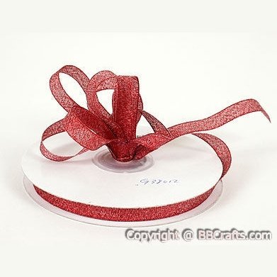 Red - Metallic Ribbon - ( W: 1/4 Inch | L: 25 Yards ) BBCrafts.com