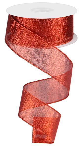 Red - Metallic Wired Edge Ribbon - ( 1-1/2 Inch | 10 Yards ) BBCrafts.com