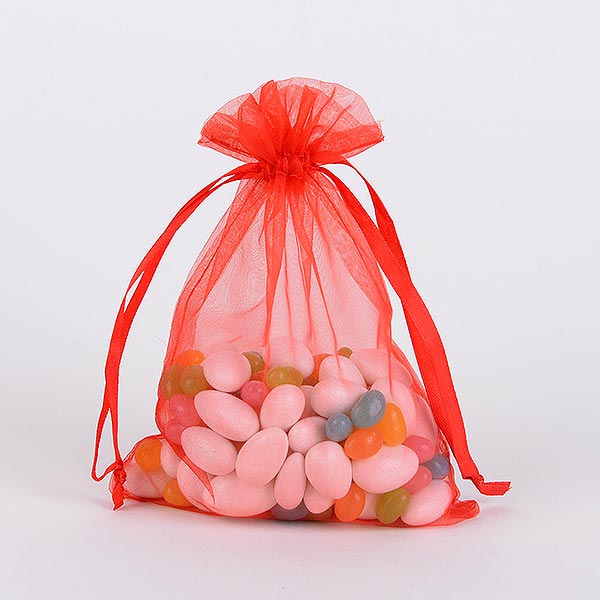 Red - Organza Bags - ( 4 x 5 Inch - 10 Bags ) BBCrafts.com