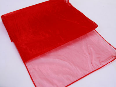 Red - Organza Table Runners - ( 14 Inch x 108 Inches ) BBCrafts.com