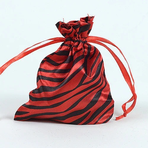 Red - Satin Animal Print Bags - ( 4x5 Inch - 10 Bags ) BBCrafts.com