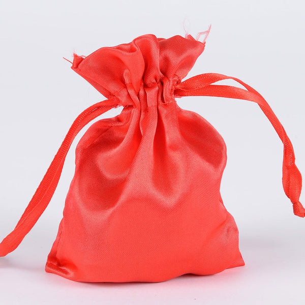 Red - Satin Bags - ( 3x4 Inch - 10 Bags ) BBCrafts.com