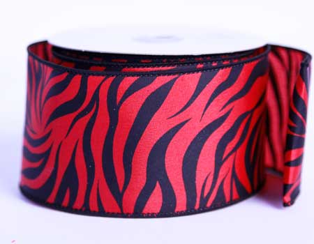 Red - Satin Ribbon Animal Print - ( W: 1 - 1/2 Inch | L: 10 Yards ) BBCrafts.com