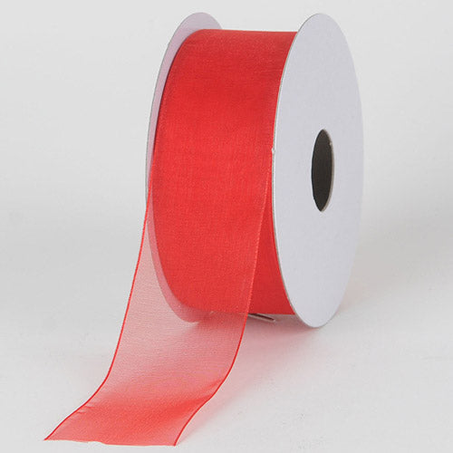 Red - Sheer Organza Ribbon - ( 2 - 1/2 Inch | 25 Yards ) BBCrafts.com