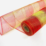 Floral Mesh Wrap Two Color Design Red with Green ( 21 Inch x 10 Yards ...