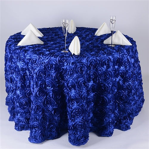 Royal Blue 132 Inch Rosette Tablecloths BBCrafts.com