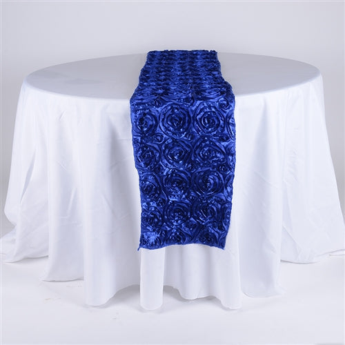 Royal Blue 14 Inch x 108 Inch Rosette Table Runner BBCrafts.com