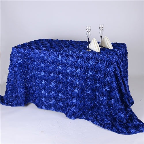 Royal Blue 90 Inch x 156 Inch Rectangle Rosette Tablecloths BBCrafts.com