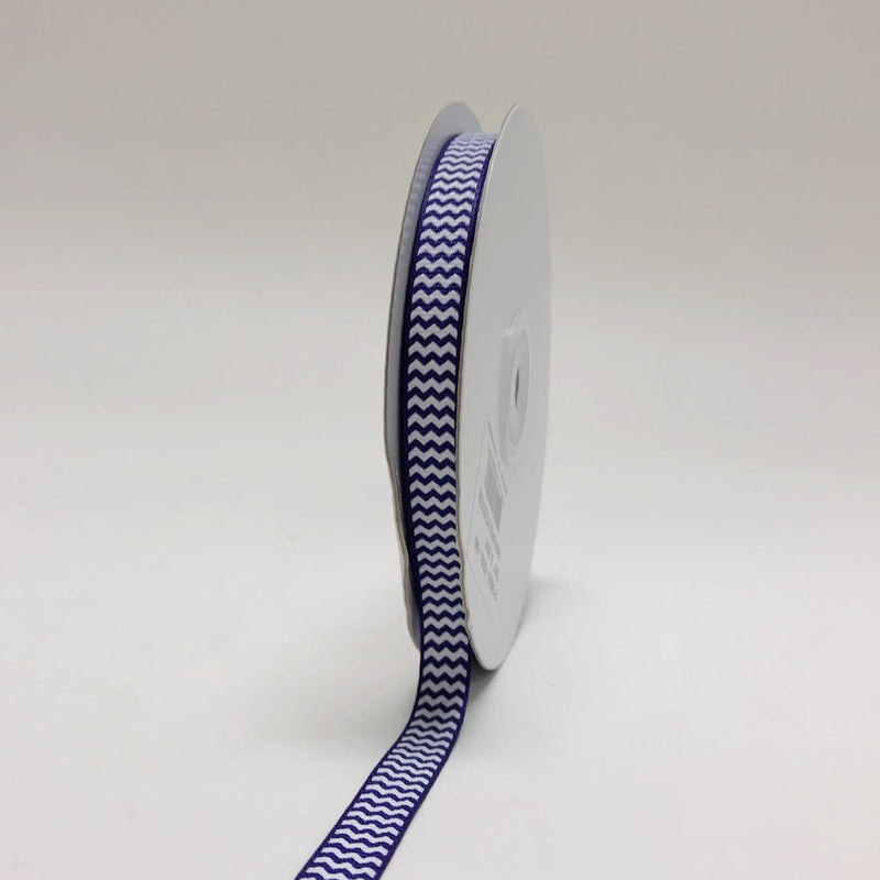 Royal Blue - Chevron Design Grosgrain Ribbon ( 3/8 Inch | 25 Yards ) BBCrafts.com