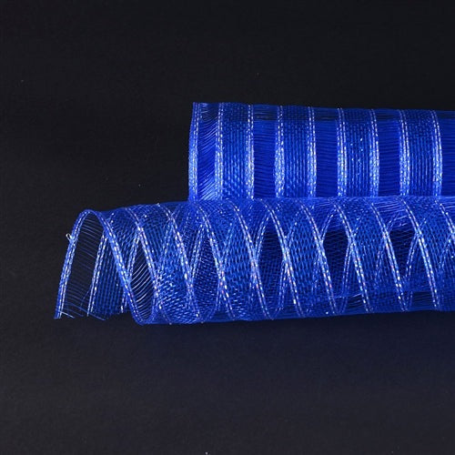 Royal Blue - Deco Mesh Eyelash Metallic Stripes - (21 Inch x 10 Yards) BBCrafts.com
