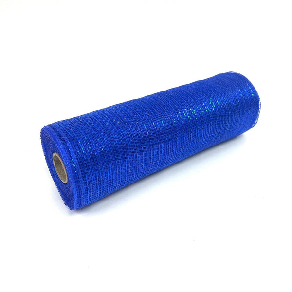 Royal Blue - Deco Mesh Wrap Metallic Stripes - ( 10 Inch x 10 Yards ) BBCrafts.com