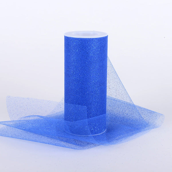 Royal Blue Premium Glitter Tulle Fabric ( W: 6 Inch | L: 10 Yards ) BBCrafts.com