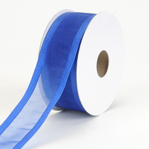 Royal - Organza Ribbon Two Striped Satin Edge - ( 1 - 1/2 Inch | 100 Yards ) BBCrafts.com