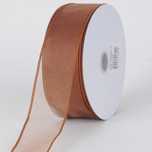 Rust - Organza Ribbon Thick Wire Edge 25 Yards - ( 2 - 1/2 Inch | 25 Yards ) BBCrafts.com