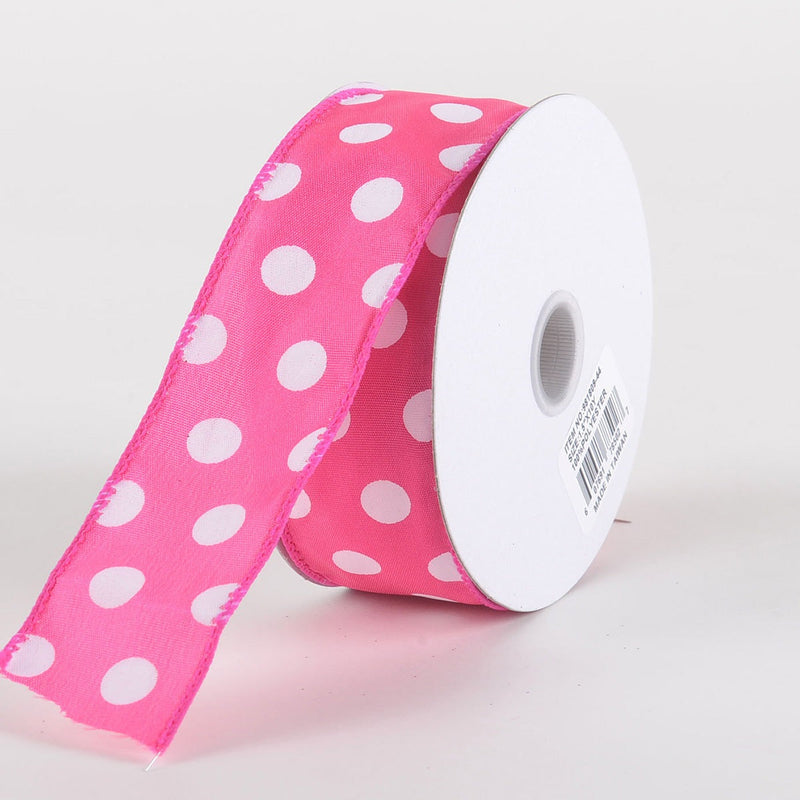 Satin Polka Dot Ribbon Wired White with Black Dots ( W: 1 - 1/2 inch | L: 10 Yards )