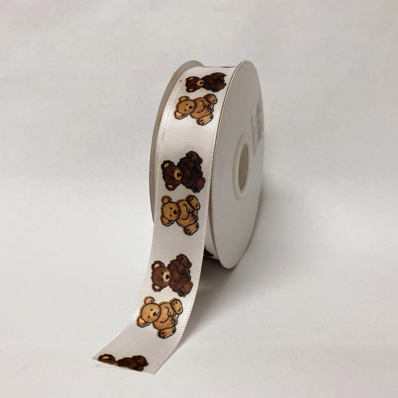 Satin Ribbon Bear Design - ( W: 7/8 Inch | L: 25 Yards ) - 90070502 BBCrafts.com