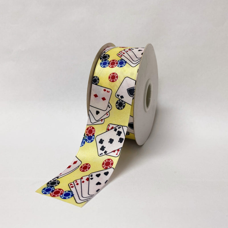Satin Ribbon Poker Design - ( W: 1 - 1/2 Inch | L: 25 Yards ) - 90200901 BBCrafts.com