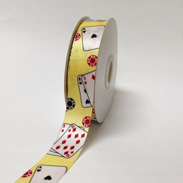 Satin Ribbon Poker Design - ( W: 7/8 Inch | L: 25 Yards ) - 90200501 BBCrafts.com