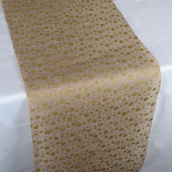 Shiny Dots Faux Burlap Jute Table Runner ( 14 Inch x 108 Inches ) BBCrafts.com