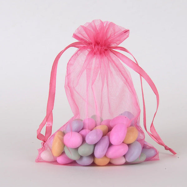 Shocking Pink  - Organza Bags - ( 4 x 5 Inch - 10 Bags ) BBCrafts.com
