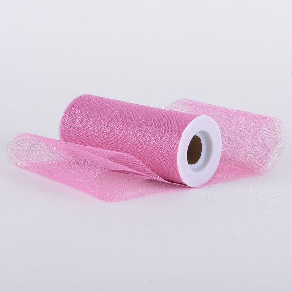 Shocking Pink Premium Glitter Tulle Fabric ( W: 6 Inch | L: 10 Yards ) BBCrafts.com