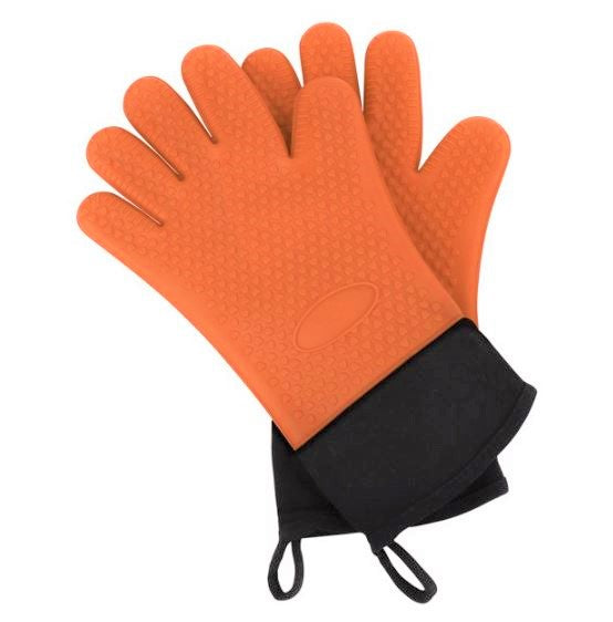 Silicone Oven Mitts Heat Resistant Gloves Kitchen Gloves 1 Pair Orange BBCrafts.com