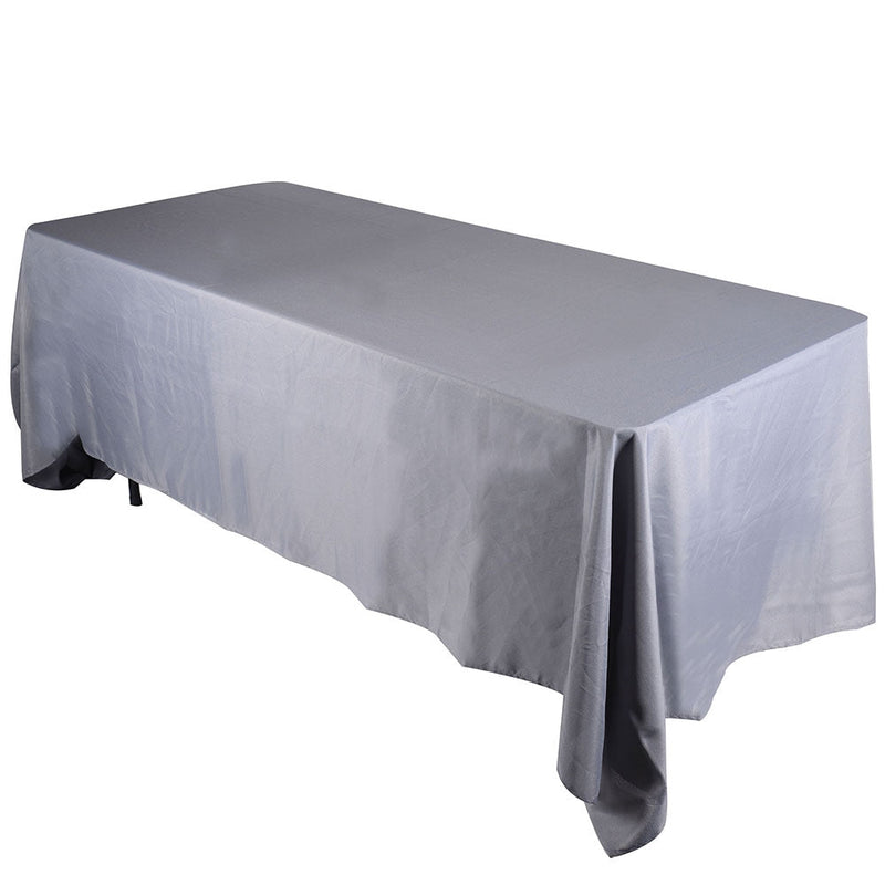 Silver - 60 x 102 Rectangle Polyester Tablecloths - ( 60 Inch x 102 Inch ) BBCrafts.com