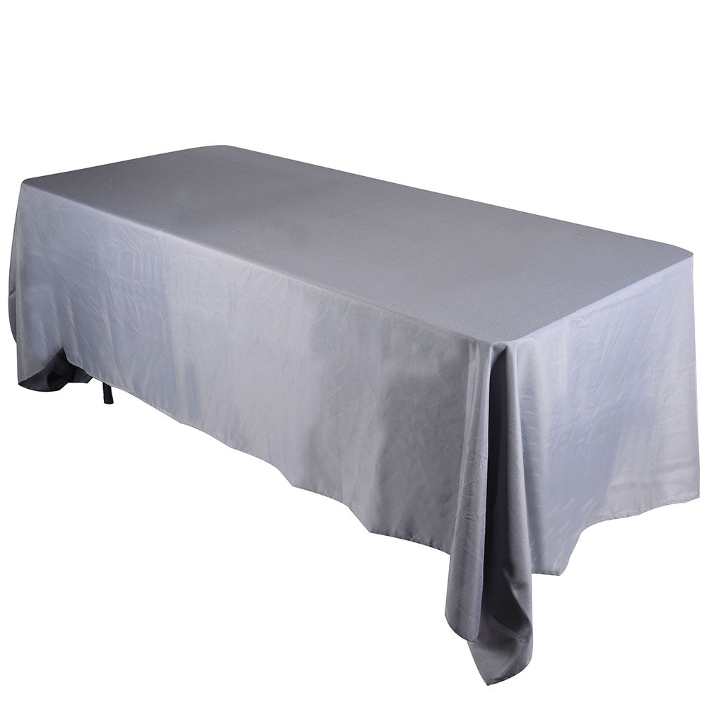 Silver - 90 x 156 Rectangle Polyester Tablecloths - 90 inch x 156 inch