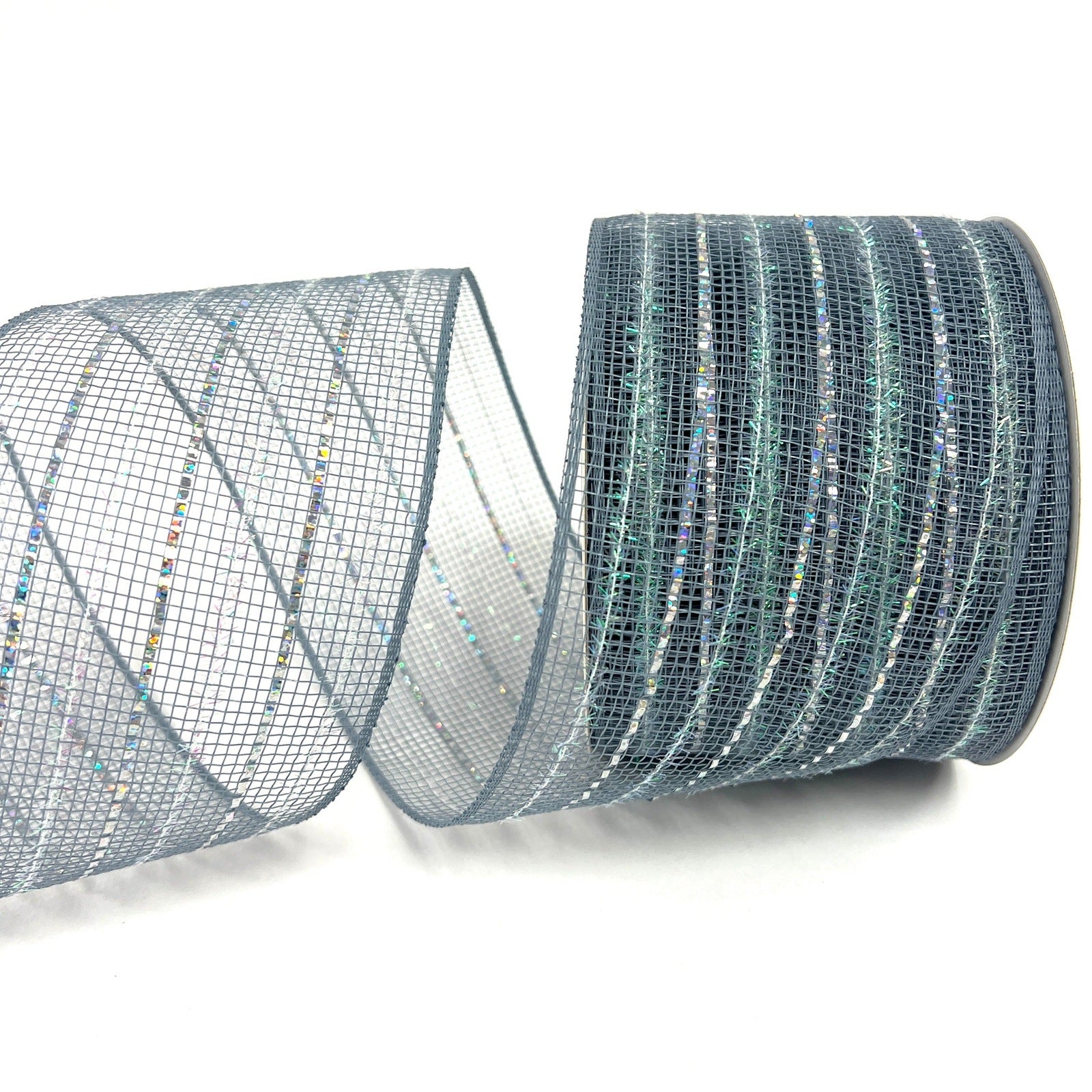 Laser Metallic Mesh Ribbon Silver ( 4 Inch x 25 Yards ...
