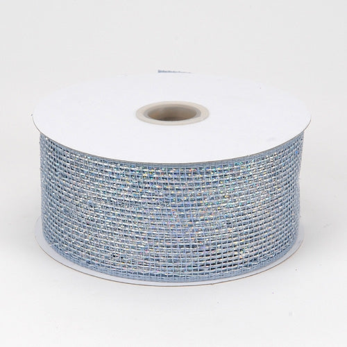 Silver - Metallic Deco Mesh Ribbons - ( 4 Inch x 25 Yards ) BBCrafts.com