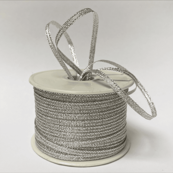 Silver - Metallic Ribbon - ( 1/8 Inch | 50 Yards ) BBCrafts.com