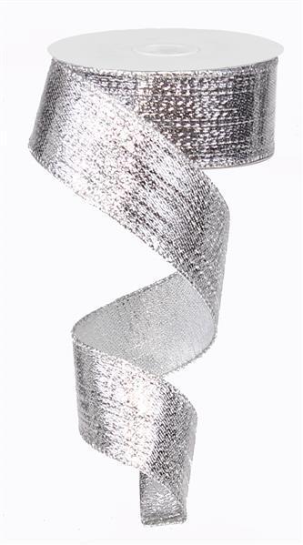 Silver - Metallic Wired Edge Ribbon - ( 1-1/2 Inch | 10 Yards ) BBCrafts.com