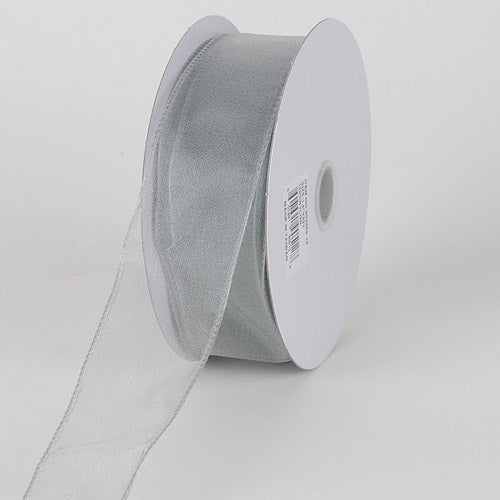 Silver - Organza Ribbon Thick Wire Edge 25 Yards - ( 2 - 1/2 Inch | 25 Yards ) BBCrafts.com