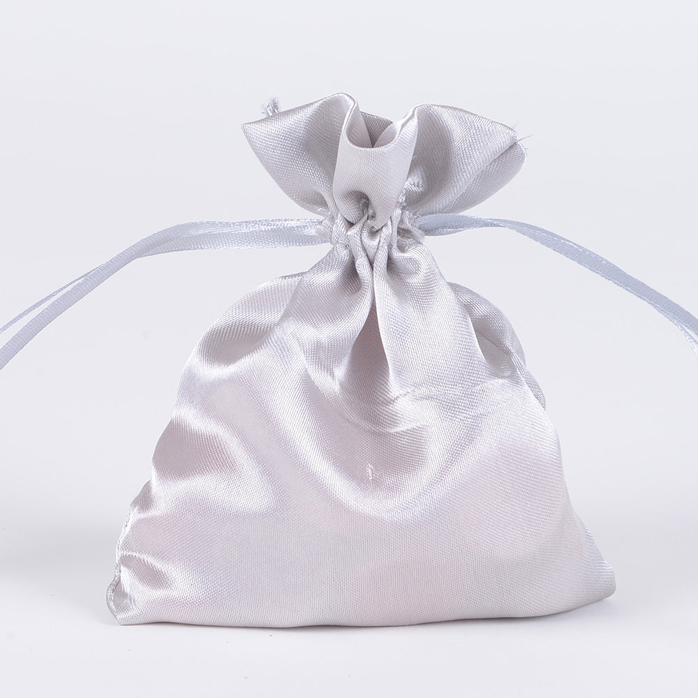 Silver - Satin Bags - ( 4x5 Inch - 10 Bags )