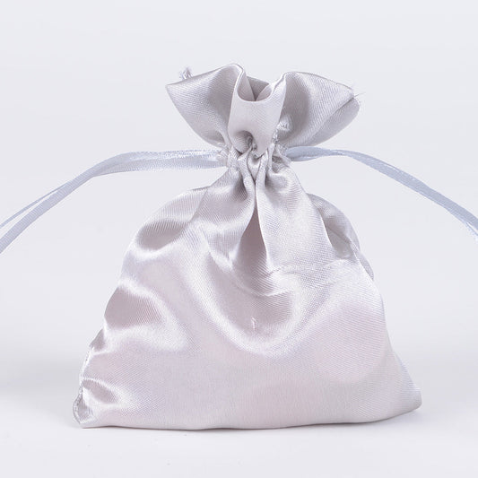 Silver - Satin Bags - ( 4x5 Inch - 10 Bags )