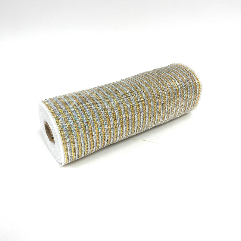Silver and Gold Christmas Mesh - 10 Inch x 10 Yards BBCrafts.com