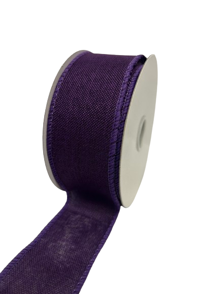 Purple - Canvas Wired Ribbon - ( W: 1 - 1/2 Inch | L: 10 Yards )