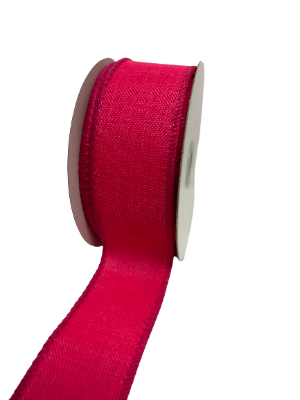 Hot Pink - Canvas Wired Ribbon - ( W: 1 - 1/2 Inch | L: 10 Yards )