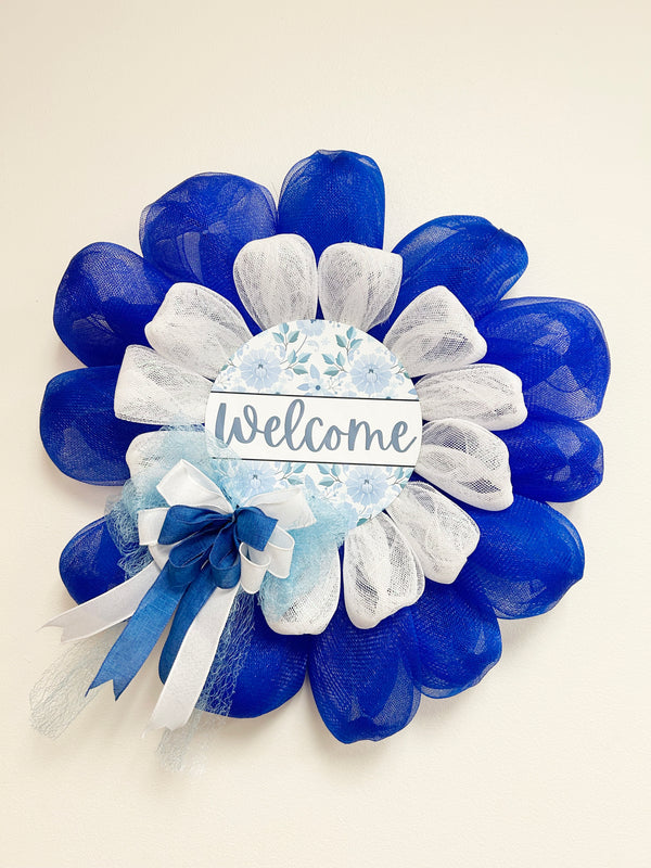 Welcome Blue Wreath - Made By Designer Leah