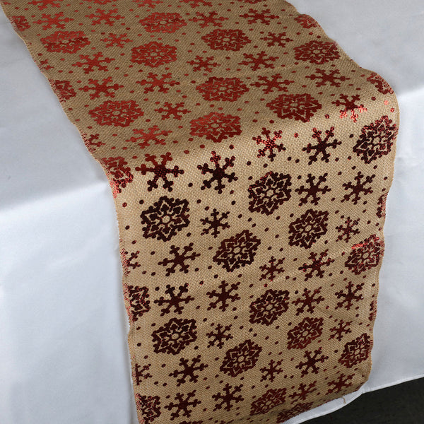 Snowflake Natural - 100% Natural Jute Burlap Table Runner ( 14 Inch x 108 Inches ) BBCrafts.com