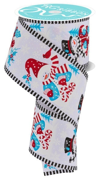 Snowman Stripe Wired Edge Ribbon - ( 2-1/2 Inch | 10 Yards ) BBCrafts.com