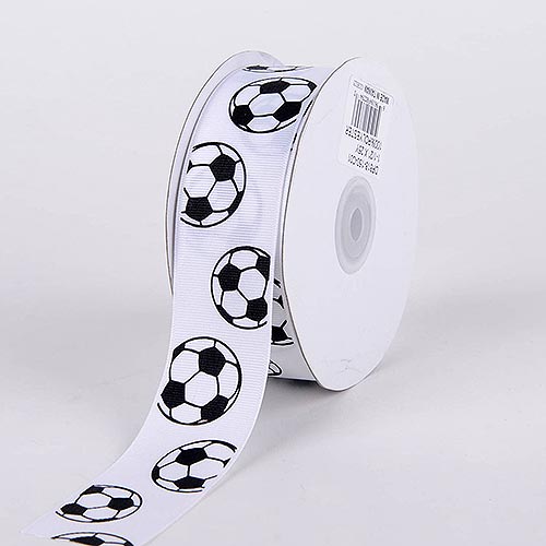 Grosgrain Ribbon Sports Design Soccer W: 7/8 Inch | L: 25 Yards