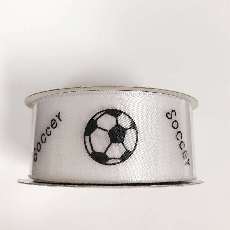 Soccer - Satin Ribbon Sports Design - ( W: 1 - 1/2 Inch | L: 10 Yards ) - 98050903 BBCrafts.com