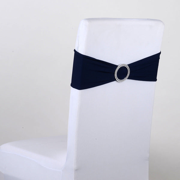 Spandex Chair Sash with Buckle - Navy Blue  5 pieces BBCrafts.com