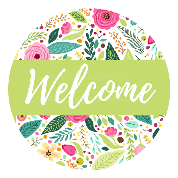 Spring Metal Sign: WELCOME SPRING - Wreath Accents - Made In USA BBCrafts.com